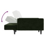 vidaXL Canapea extensibilă cu 2 locuri, verde închis, catifea