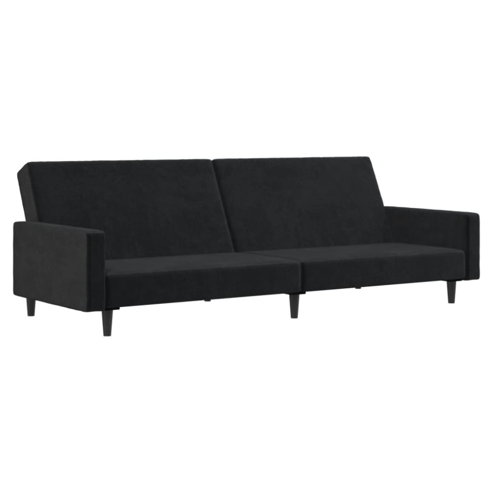 vidaXL Canapea extensibilă cu 2 locuri, negru, catifea