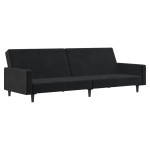 vidaXL Canapea extensibilă cu 2 locuri, negru, catifea
