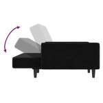 vidaXL Canapea extensibilă cu 2 locuri, negru, catifea