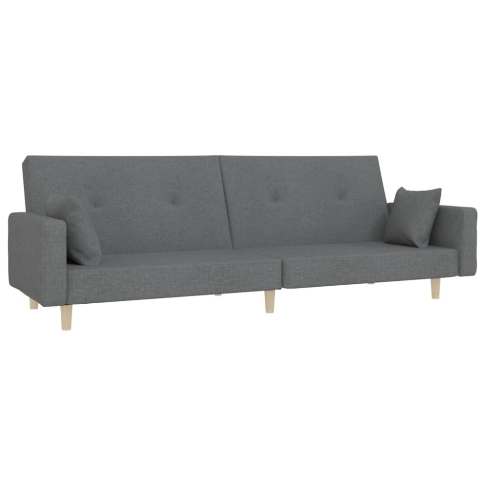 vidaXL Canapea extensibilă cu 2 locuri, 2 perne, gri deschis, textil