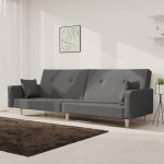 vidaXL Canapea extensibilă cu 2 locuri, 2 perne, gri deschis, textil vidaXL Canapea extensibilă cu 2 locuri, 2 perne, gri deschis, textil