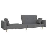 vidaXL Canapea extensibilă cu 2 locuri, 2 perne, gri deschis, textil vidaXL Canapea extensibilă cu 2 locuri, 2 perne, gri deschis, textil