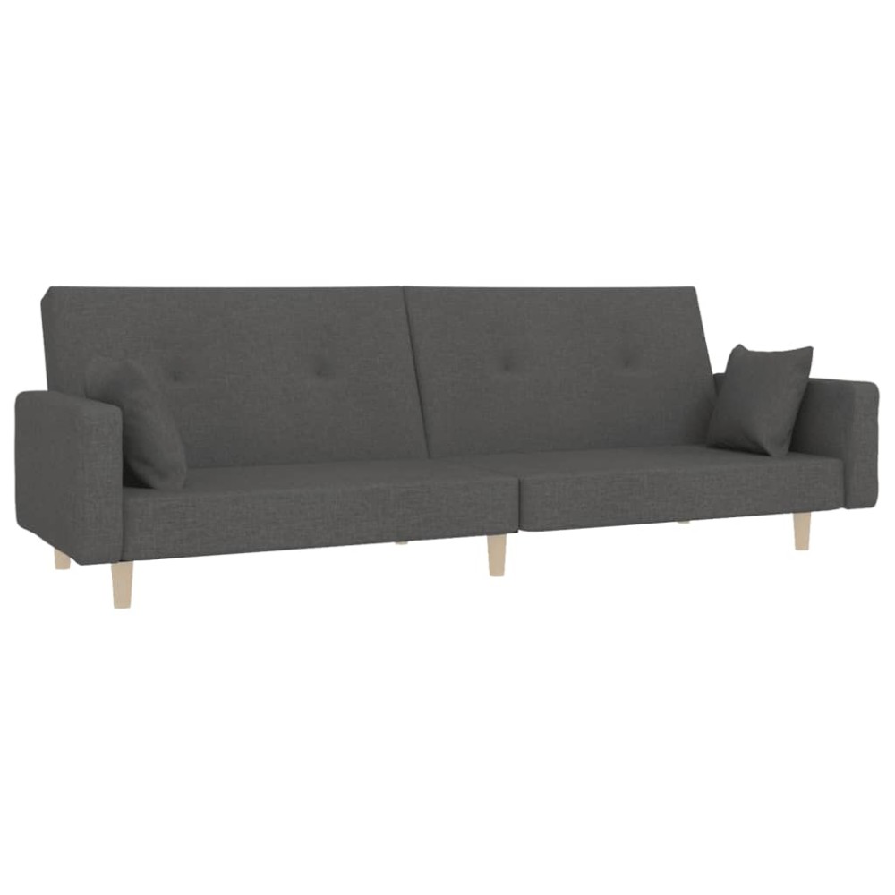 vidaXL Canapea extensibilă cu 2 locuri, 2 perne, gri închis, textil