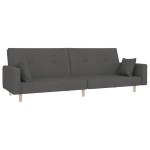 vidaXL Canapea extensibilă cu 2 locuri, 2 perne, gri închis, textil vidaXL Canapea extensibilă cu 2 locuri, 2 perne, gri închis, textil