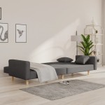 vidaXL Canapea extensibilă cu 2 locuri, 2 perne, gri închis, textil vidaXL Canapea extensibilă cu 2 locuri, 2 perne, gri închis, textil