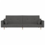 vidaXL Canapea extensibilă cu 2 locuri, 2 perne, gri închis, textil vidaXL Canapea extensibilă cu 2 locuri, 2 perne, gri închis, textil