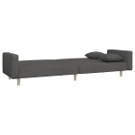 vidaXL Canapea extensibilă cu 2 locuri, 2 perne, gri închis, textil vidaXL Canapea extensibilă cu 2 locuri, 2 perne, gri închis, textil