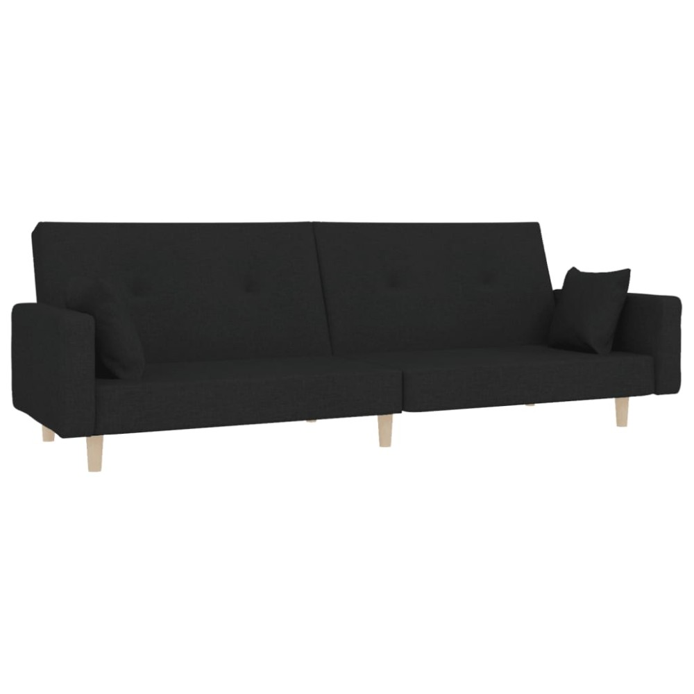 vidaXL Canapea extensibilă cu 2 locuri, 2 perne, negru, textil
