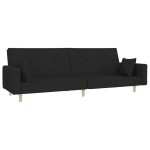vidaXL Canapea extensibilă cu 2 locuri, 2 perne, negru, textil vidaXL Canapea extensibilă cu 2 locuri, 2 perne, negru, textil