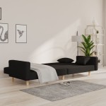 vidaXL Canapea extensibilă cu 2 locuri, 2 perne, negru, textil vidaXL Canapea extensibilă cu 2 locuri, 2 perne, negru, textil