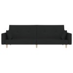 vidaXL Canapea extensibilă cu 2 locuri, 2 perne, negru, textil vidaXL Canapea extensibilă cu 2 locuri, 2 perne, negru, textil