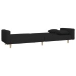 vidaXL Canapea extensibilă cu 2 locuri, 2 perne, negru, textil vidaXL Canapea extensibilă cu 2 locuri, 2 perne, negru, textil