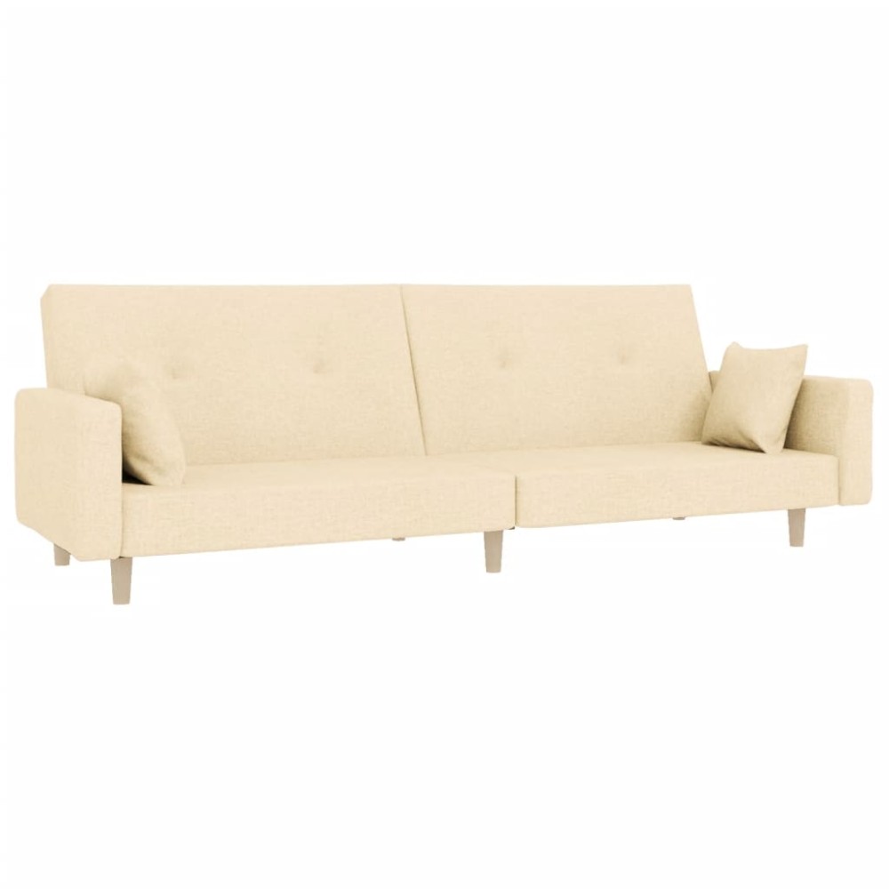 vidaXL Canapea extensibilă cu 2 locuri, 2 perne, crem, textil