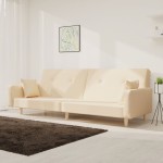 vidaXL Canapea extensibilă cu 2 locuri, 2 perne, crem, textil vidaXL Canapea extensibilă cu 2 locuri, 2 perne, crem, textil