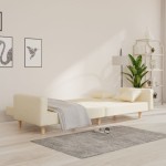vidaXL Canapea extensibilă cu 2 locuri, 2 perne, crem, textil vidaXL Canapea extensibilă cu 2 locuri, 2 perne, crem, textil