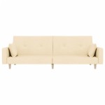 vidaXL Canapea extensibilă cu 2 locuri, 2 perne, crem, textil vidaXL Canapea extensibilă cu 2 locuri, 2 perne, crem, textil