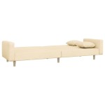 vidaXL Canapea extensibilă cu 2 locuri, 2 perne, crem, textil vidaXL Canapea extensibilă cu 2 locuri, 2 perne, crem, textil