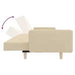vidaXL Canapea extensibilă cu 2 locuri, 2 perne, crem, textil vidaXL Canapea extensibilă cu 2 locuri, 2 perne, crem, textil