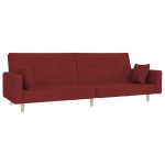 vidaXL Canapea extensibilă cu 2 locuri, 2 perne, roșu vin, textil vidaXL Canapea extensibilă cu 2 locuri, 2 perne, roșu vin, textil