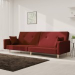 vidaXL Canapea extensibilă cu 2 locuri, 2 perne, roșu vin, textil vidaXL Canapea extensibilă cu 2 locuri, 2 perne, roșu vin, textil