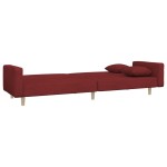 vidaXL Canapea extensibilă cu 2 locuri, 2 perne, roșu vin, textil vidaXL Canapea extensibilă cu 2 locuri, 2 perne, roșu vin, textil