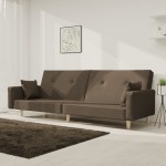 vidaXL Canapea extensibilă cu 2 locuri, 2 perne, gri taupe, textil vidaXL Canapea extensibilă cu 2 locuri, 2 perne, gri taupe, textil