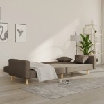 vidaXL Canapea extensibilă cu 2 locuri, 2 perne, gri taupe, textil vidaXL Canapea extensibilă cu 2 locuri, 2 perne, gri taupe, textil