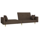 vidaXL Canapea extensibilă cu 2 locuri, 2 perne, gri taupe, textil vidaXL Canapea extensibilă cu 2 locuri, 2 perne, gri taupe, textil