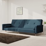 vidaXL Canapea extensibilă cu 2 locuri, 2 perne, albastru, catifea vidaXL Canapea extensibilă cu 2 locuri, 2 perne, albastru, catifea