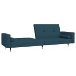 vidaXL Canapea extensibilă cu 2 locuri, 2 perne, albastru, catifea vidaXL Canapea extensibilă cu 2 locuri, 2 perne, albastru, catifea