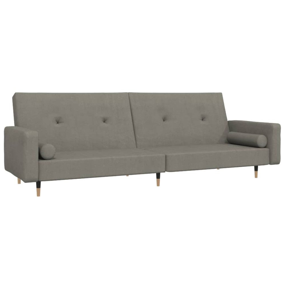 vidaXL Canapea extensibilă cu 2 locuri, 2 perne, gri deschis, catifea