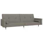 vidaXL Canapea extensibilă cu 2 locuri, 2 perne, gri deschis, catifea vidaXL Canapea extensibilă cu 2 locuri, 2 perne, gri deschis, catifea