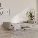vidaXL Canapea extensibilă cu 2 locuri, 2 perne, gri deschis, catifea vidaXL Canapea extensibilă cu 2 locuri, 2 perne, gri deschis, catifea
