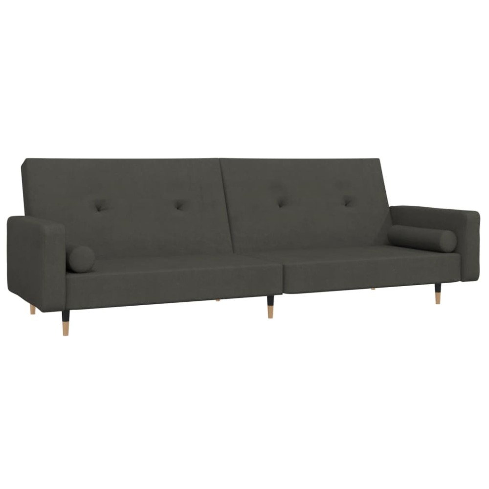 vidaXL Canapea extensibilă cu 2 locuri, 2 perne, gri închis, catifea