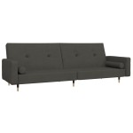 vidaXL Canapea extensibilă cu 2 locuri, 2 perne, gri închis, catifea vidaXL Canapea extensibilă cu 2 locuri, 2 perne, gri închis, catifea