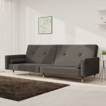 vidaXL Canapea extensibilă cu 2 locuri, 2 perne, gri închis, catifea vidaXL Canapea extensibilă cu 2 locuri, 2 perne, gri închis, catifea