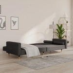 vidaXL Canapea extensibilă cu 2 locuri, 2 perne, gri închis, catifea vidaXL Canapea extensibilă cu 2 locuri, 2 perne, gri închis, catifea