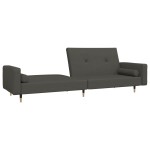 vidaXL Canapea extensibilă cu 2 locuri, 2 perne, gri închis, catifea vidaXL Canapea extensibilă cu 2 locuri, 2 perne, gri închis, catifea