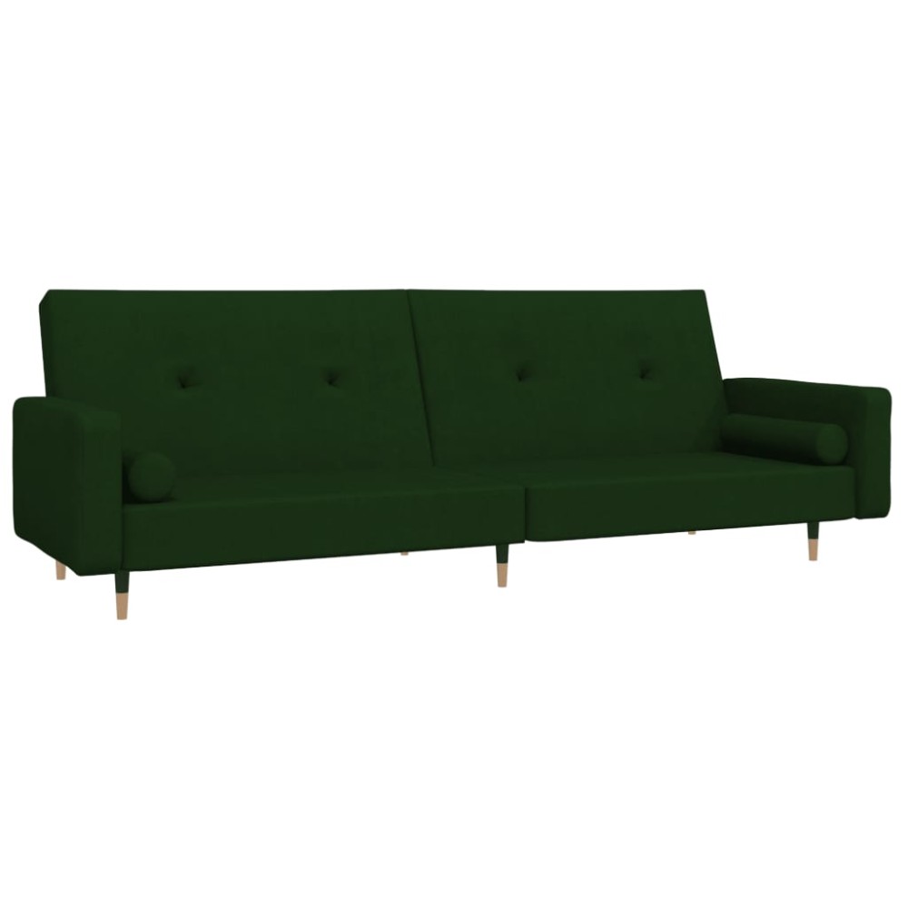 vidaXL Canapea extensibilă cu 2 locuri, 2 perne, verde închis catifea