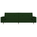 vidaXL Canapea extensibilă cu 2 locuri, 2 perne, verde închis catifea