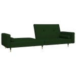 vidaXL Canapea extensibilă cu 2 locuri, 2 perne, verde închis catifea