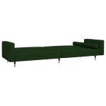vidaXL Canapea extensibilă cu 2 locuri, 2 perne, verde închis catifea