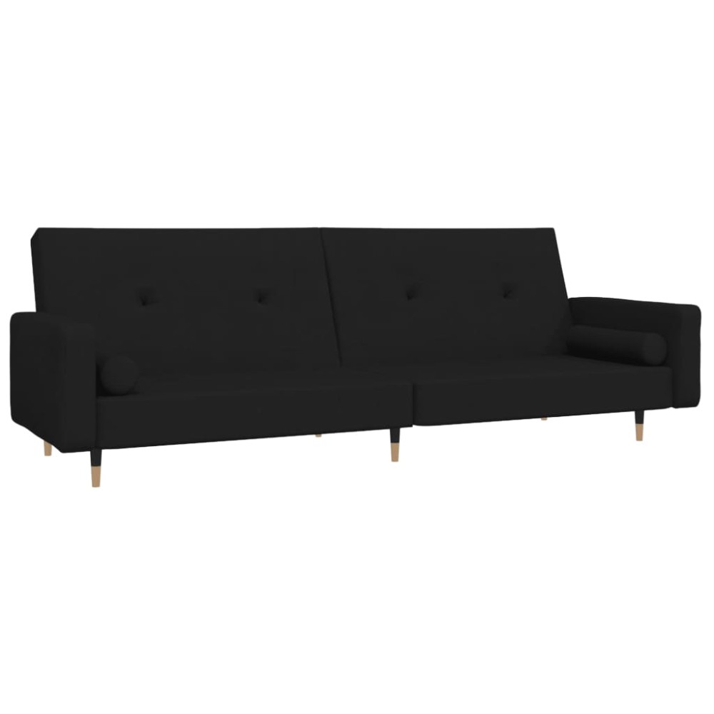 vidaXL Canapea extensibilă cu 2 locuri, 2 perne, negru, catifea