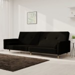 vidaXL Canapea extensibilă cu 2 locuri, 2 perne, negru, catifea vidaXL Canapea extensibilă cu 2 locuri, 2 perne, negru, catifea