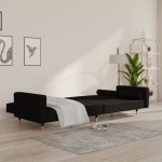vidaXL Canapea extensibilă cu 2 locuri, 2 perne, negru, catifea vidaXL Canapea extensibilă cu 2 locuri, 2 perne, negru, catifea
