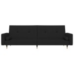 vidaXL Canapea extensibilă cu 2 locuri, 2 perne, negru, catifea vidaXL Canapea extensibilă cu 2 locuri, 2 perne, negru, catifea
