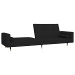 vidaXL Canapea extensibilă cu 2 locuri, 2 perne, negru, catifea vidaXL Canapea extensibilă cu 2 locuri, 2 perne, negru, catifea