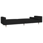 vidaXL Canapea extensibilă cu 2 locuri, 2 perne, negru, catifea vidaXL Canapea extensibilă cu 2 locuri, 2 perne, negru, catifea