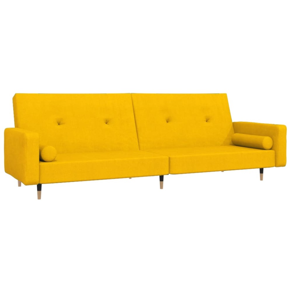 vidaXL Canapea extensibilă cu 2 locuri, 2 perne, galben, catifea